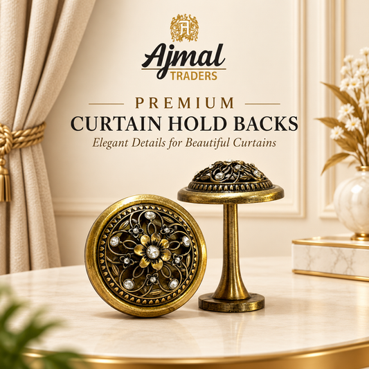 Premium Antique Gold Curtain Hold Backs with Crystal Floral Design